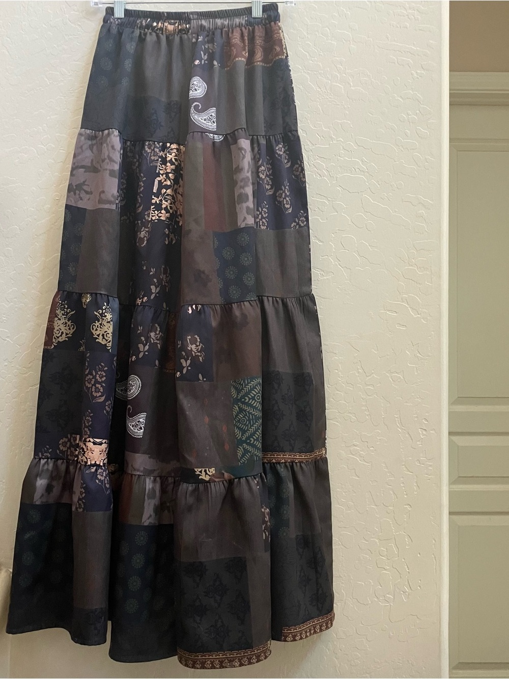 Bohemian Patchwork Wide Pants in Dark Floral - Picture 2 of 3